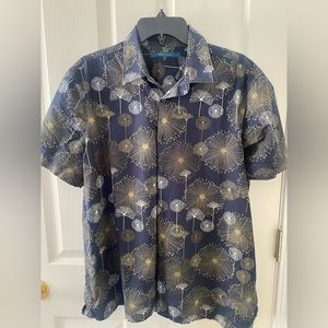 Men’s Perry Ellis Resort Camp Shirt Floral Dandelion Size L